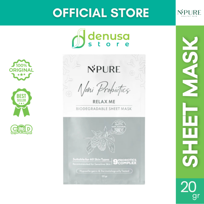 NPURE Noni Probiotics Relax Me Hypoallergenic Biodegradable Sheet Mask 20 gr