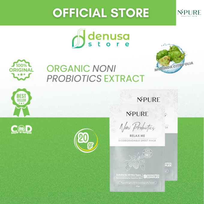 NPURE Noni Probiotics Relax Me Hypoallergenic Biodegradable Sheet Mask 20 gr