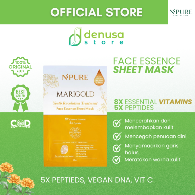 NPURE Marigold Youth Revolution Treatment Face Essence Sheet Mask 28 gr