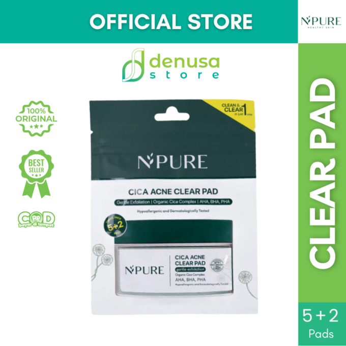 NPURE Cica Acne Clear Pad Gentle Exfoliation Travel Pack 5 Plus 2 Pads 17.5 gr