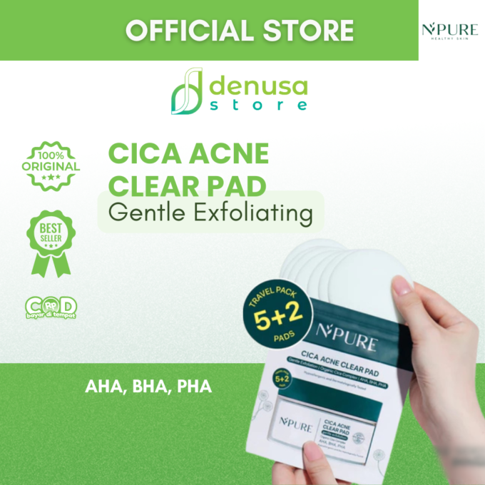 NPURE Cica Acne Clear Pad Gentle Exfoliation Travel Pack 5 Plus 2 Pads 17.5 gr