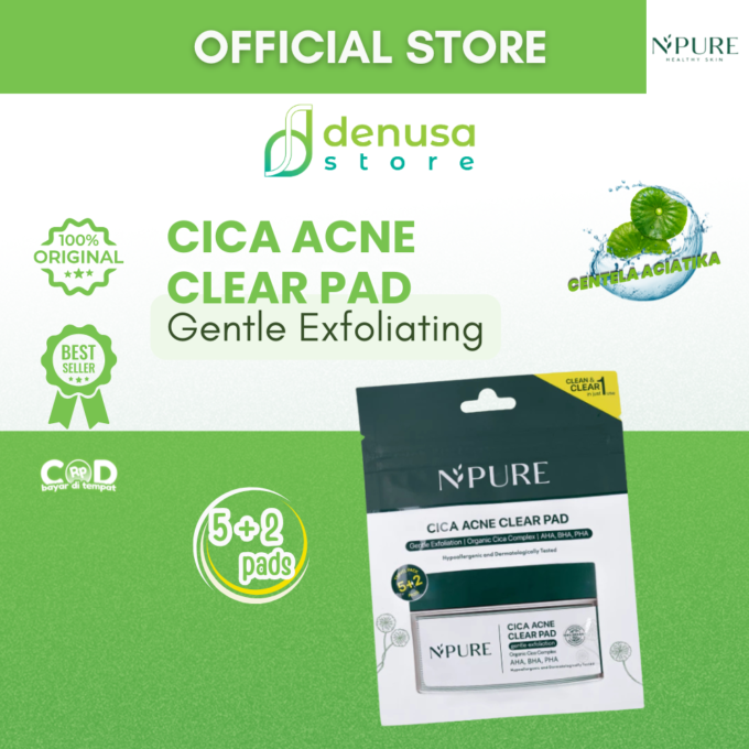 NPURE Cica Acne Clear Pad Gentle Exfoliation Travel Pack 5 Plus 2 Pads 17.5 gr