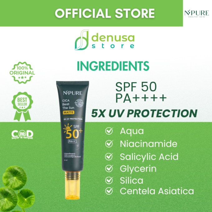 NPURE Cica Beat The Sun Matte 5X UV Protection SPF 50+ Pa++++ 35ml