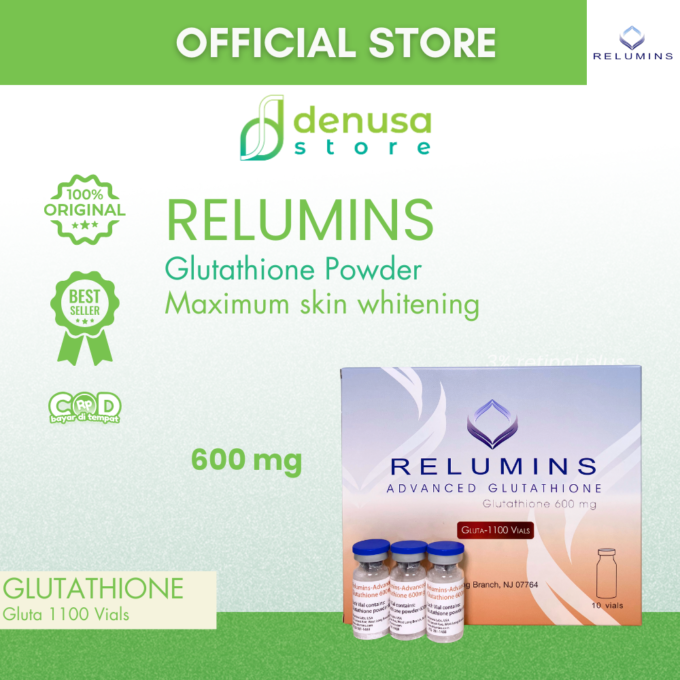 Relumins Advanced Glutathione 1100 1 Box | Isi 10 Vials + 10 Diulent Ampules