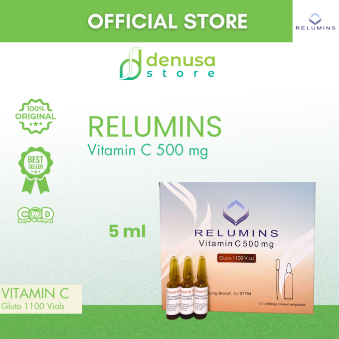 Relumins Advanced Glutathione 1100 1 Box | Isi 10 Vials + 10 Diulent Ampules