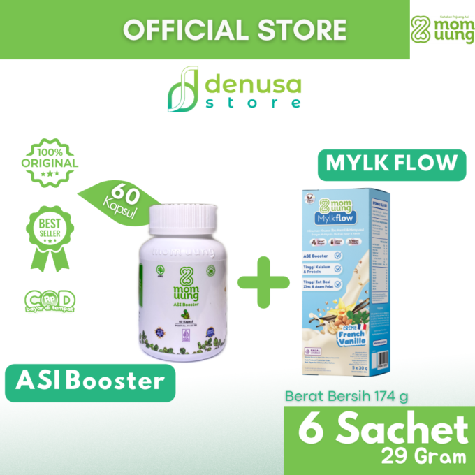 Mom Uung ASI Booster 60 Kapsul Free MOM UUNG Mylkflow Susu Asi Booster Rasa Vanilla ( DS-PKS0031, DS-PKS0066 )