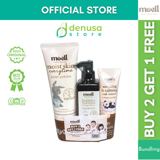 Buy 2 Get 1 Free | Moell Soothing n Calming Rub Cream n Body Lotion Free Shampoo (8997240891395, 8997240890770, 8997240890800)