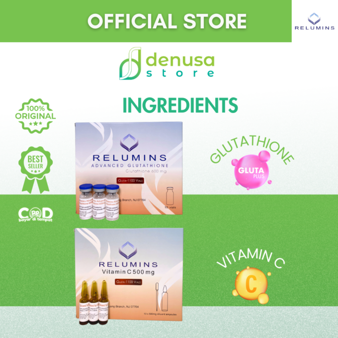 Relumins Advanced Glutathione 1100 Ecer | 1 Vials + 1 Diulent Ampules