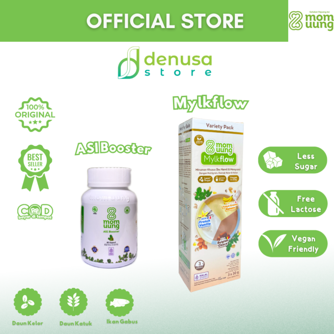 Buy 1 Get 1 | Mom Uung ASI Booster 60 Kapsul Free MOM UUNG Mylkflow Variety Pack 3 sachet x 30 g