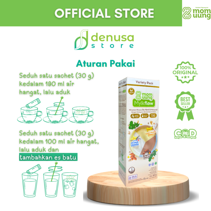 Buy 1 Get 1 | Mom Uung ASI Booster 60 Kapsul Free MOM UUNG Mylkflow Variety Pack 3 sachet x 30 g