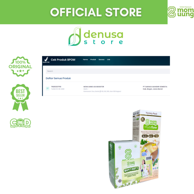 Buy 1 Get 1 | Mom Uung ASI Booster 60 Kapsul Free MOM UUNG Mylkflow Variety Pack 3 sachet x 30 g