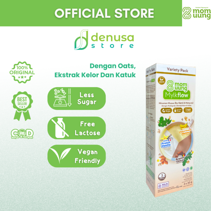 MOM UUNG Mylkflow Susu Asi Booster Variety Pack 3 sachet x 30 g | Choco Vanilla Banana