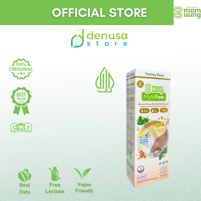 MOM UUNG Mylkflow Susu Asi Booster Variety Pack 3 sachet x 30 g | Choco Vanilla Banana