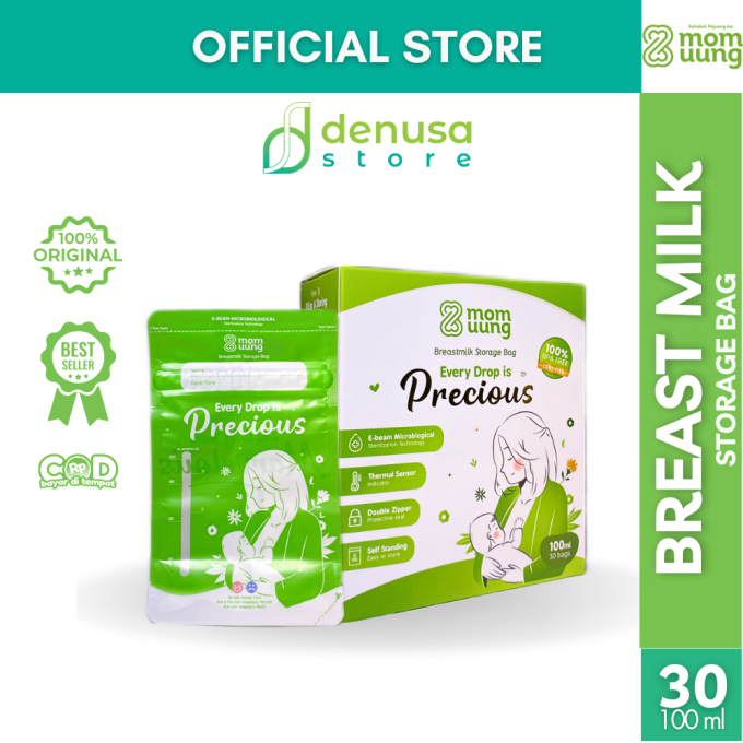 Mom Uung Pre-Sterilized Breast Milk Bag Kantong ASI 1 Kotak 30 Kantong 100ml