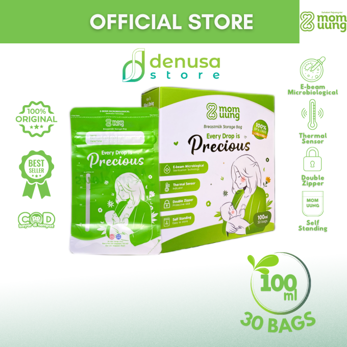 Mom Uung Pre-Sterilized Breast Milk Bag Kantong ASI 1 Kotak 30 Kantong 100ml