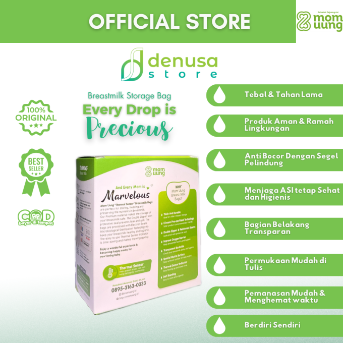 Mom Uung Pre-Sterilized Breast Milk Bag Kantong ASI 1 Kotak 30 Kantong 150ml