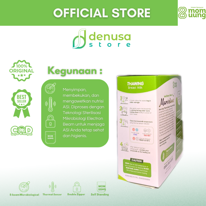 Mom Uung Pre-Sterilized Breast Milk Bag Kantong ASI 1 Kotak 30 Kantong 150ml