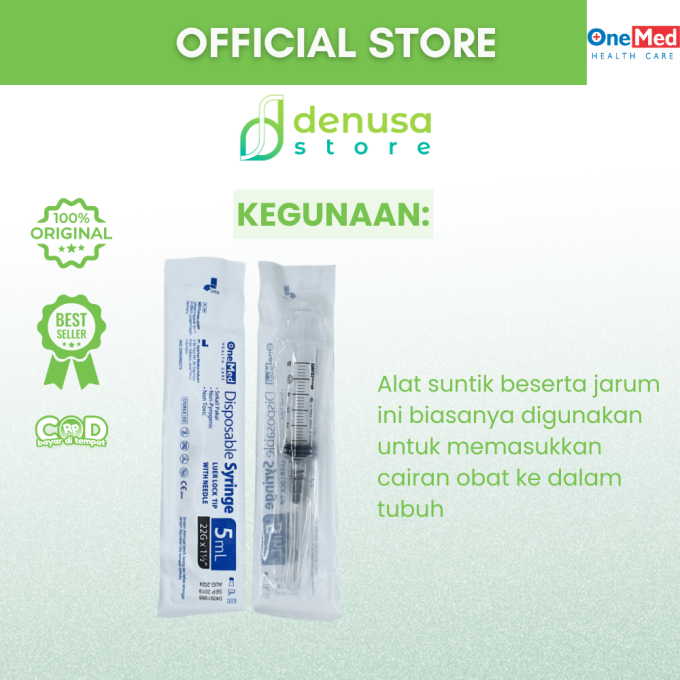 OneMed Disposable Syringe 5ml 22G x 1 1/2