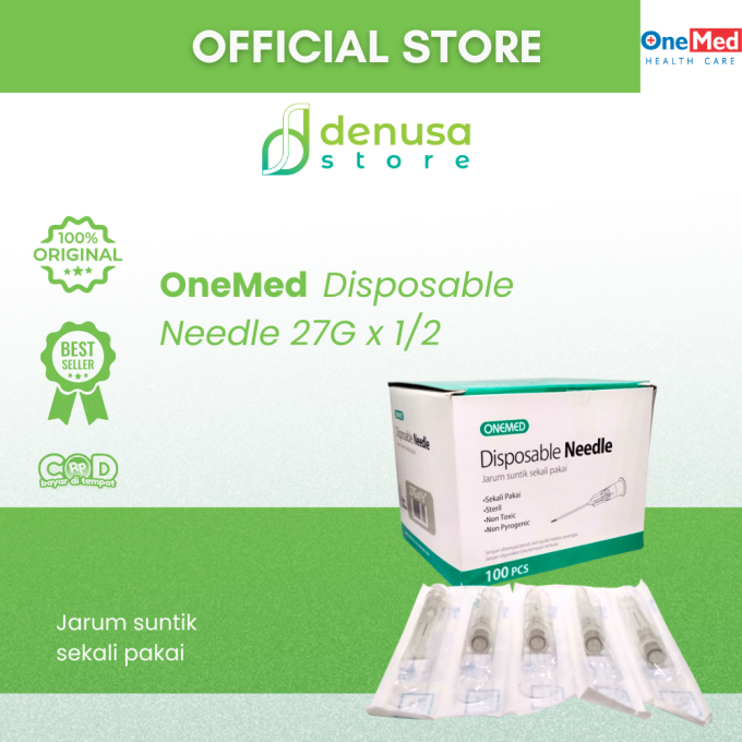 OneMed Disposable Needle 27G x 1/2 1 Kotak isi 100 pcs