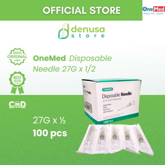 OneMed Disposable Needle 27G x 1/2 1 Kotak isi 100 pcs