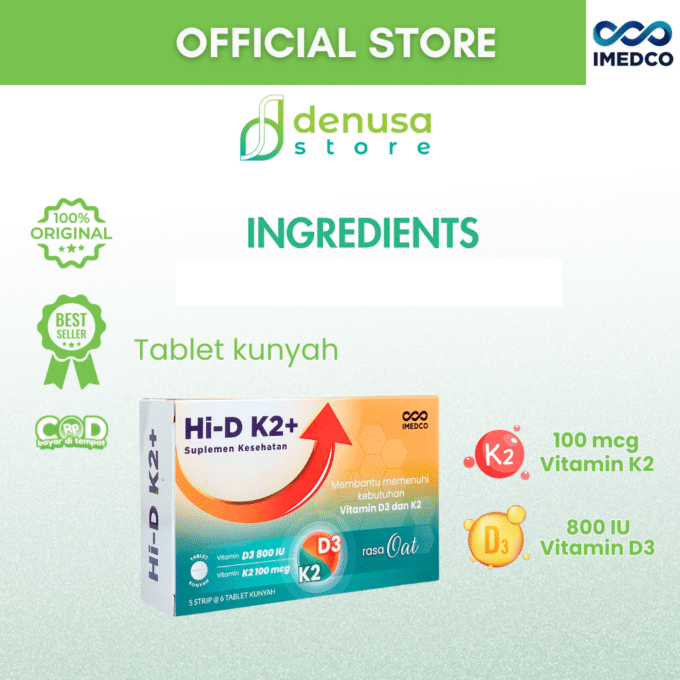 IMEDCO Hi-D K2+ 1 Kotak 30 Tablet Kunyah