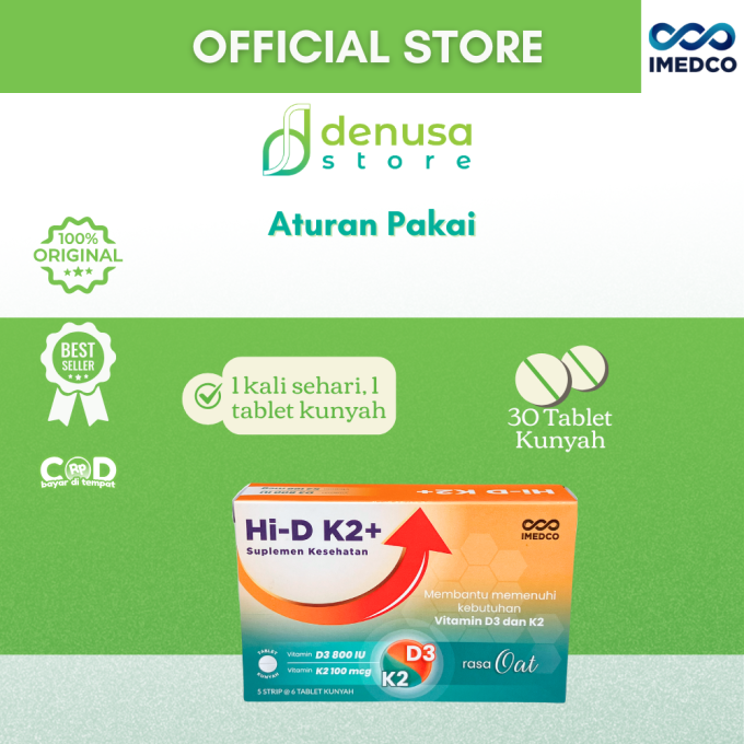 IMEDCO Hi-D K2+ 1 Kotak 30 Tablet Kunyah