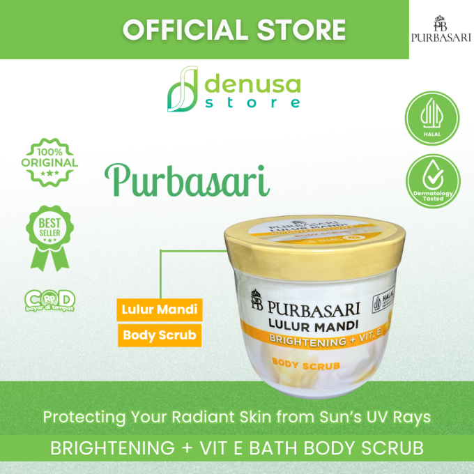 PURBASARI Lulur Mandi Brightening + Vit E Body Scrub 200 gram