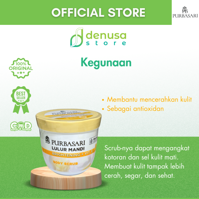PURBASARI Lulur Mandi Brightening + Vit E Body Scrub 200 gram