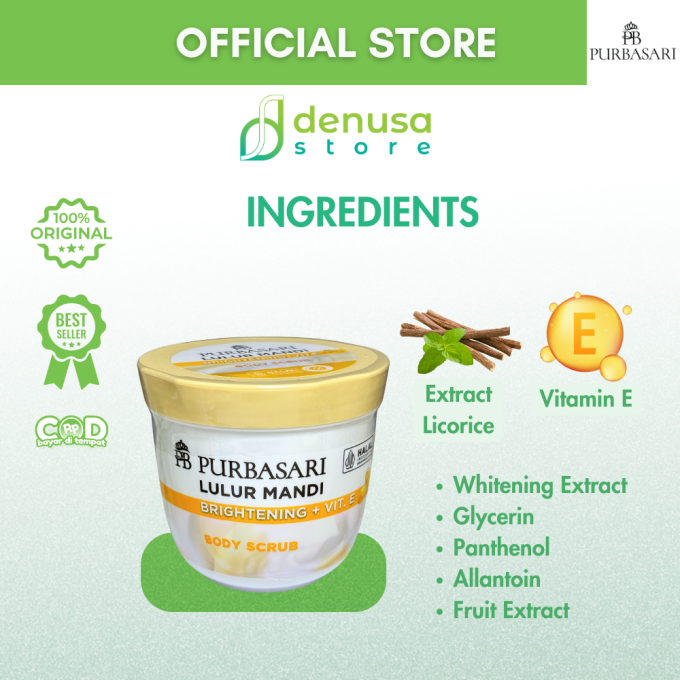 PURBASARI Lulur Mandi Brightening + Vit E Body Scrub 200 gram