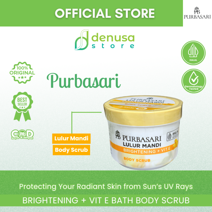 PURBASARI Lulur Mandi Brightening + Vit E Body Scrub 100 gram