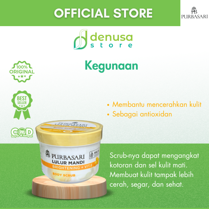 PURBASARI Lulur Mandi Brightening + Vit E Body Scrub 100 gram