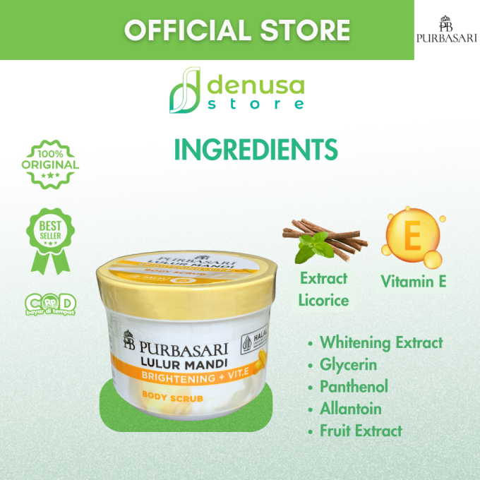 PURBASARI Lulur Mandi Brightening + Vit E Body Scrub 100 gram