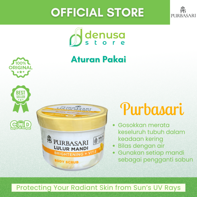 PURBASARI Lulur Mandi Brightening + Vit E Body Scrub 100 gram