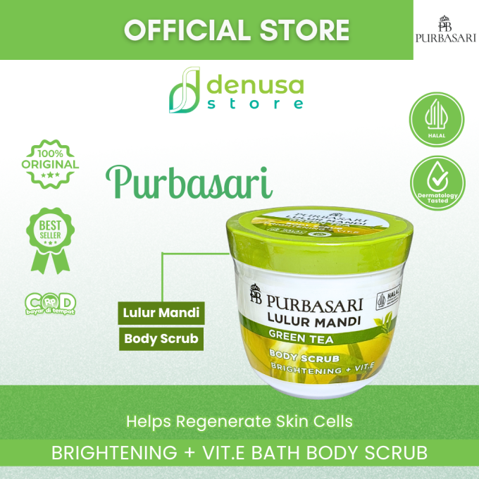PURBASARI Lulur Mandi Green Tea Body Scrub 200 gram