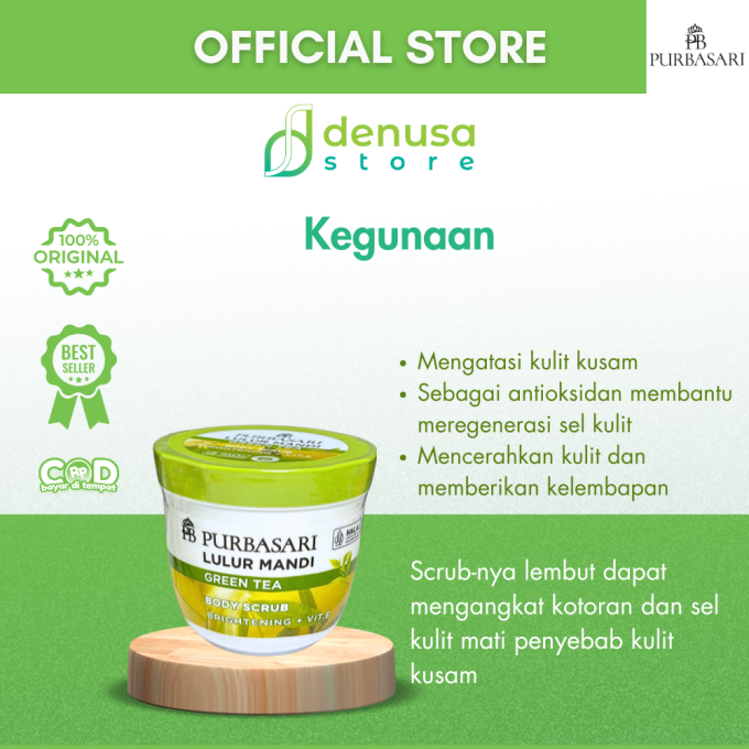 PURBASARI Lulur Mandi Green Tea Body Scrub 200 gram