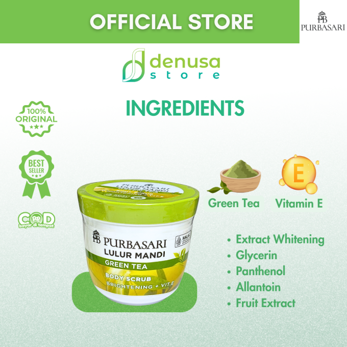 PURBASARI Lulur Mandi Green Tea Body Scrub 200 gram