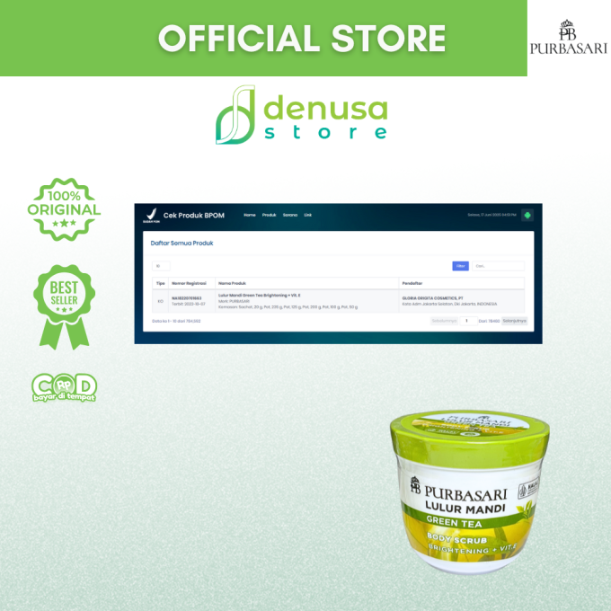 PURBASARI Lulur Mandi Green Tea Body Scrub 200 gram