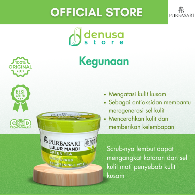 PURBASARI Lulur Mandi Green Tea Body Scrub 100 gram