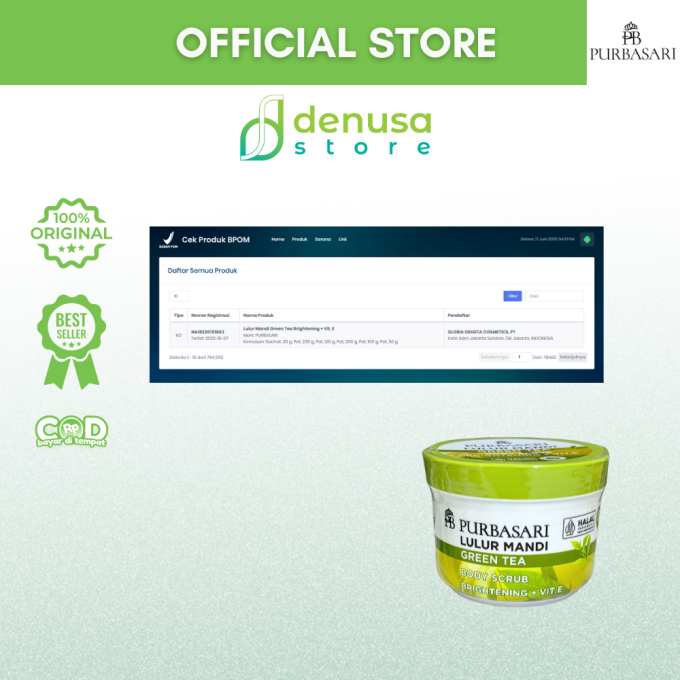 PURBASARI Lulur Mandi Green Tea Body Scrub 100 gram
