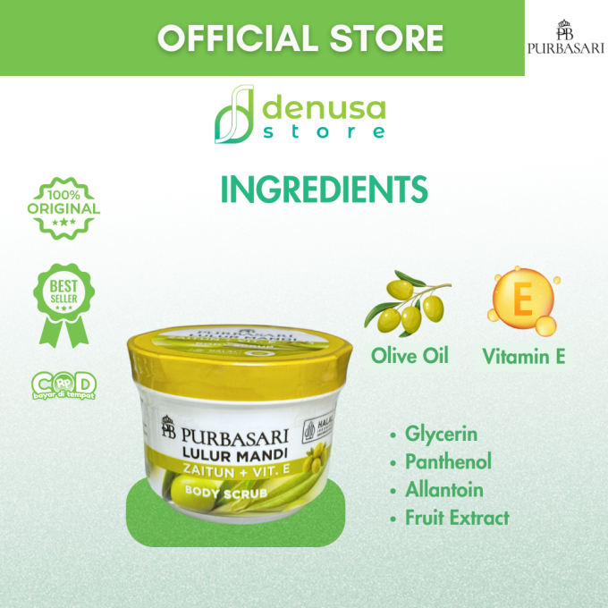 PURBASARI Lulur Mandi Zaitun + Vit E Body Scrub 100 gram
