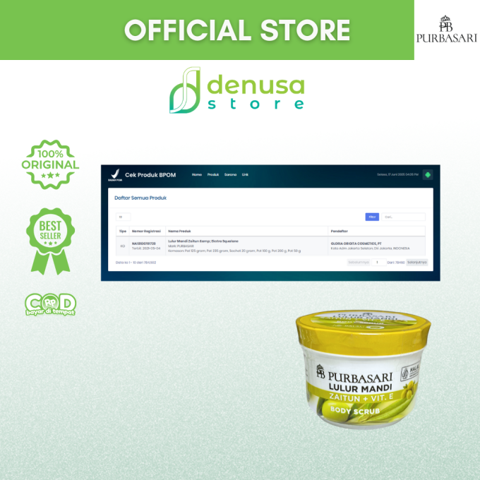 PURBASARI Lulur Mandi Zaitun + Vit E Body Scrub 100 gram