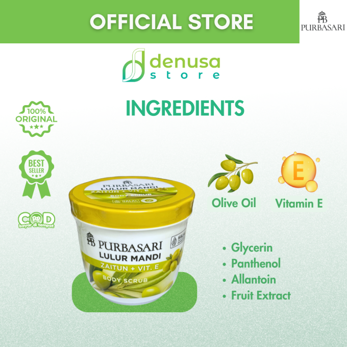 PURBASARI Lulur Mandi Zaitun + Vit E Body Scrub 200 gram