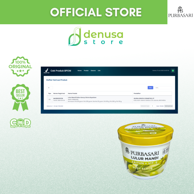 PURBASARI Lulur Mandi Zaitun + Vit E Body Scrub 200 gram
