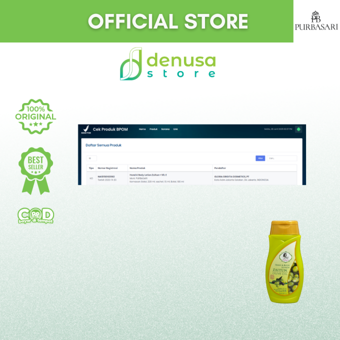 PURBASARI Hand n Body Lotion Zaitun Olive Oil 100 ml