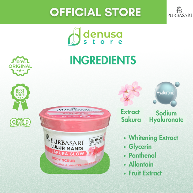 PURBASARI Lulur Mandi Sakura Glow Body Scrub 100 gram