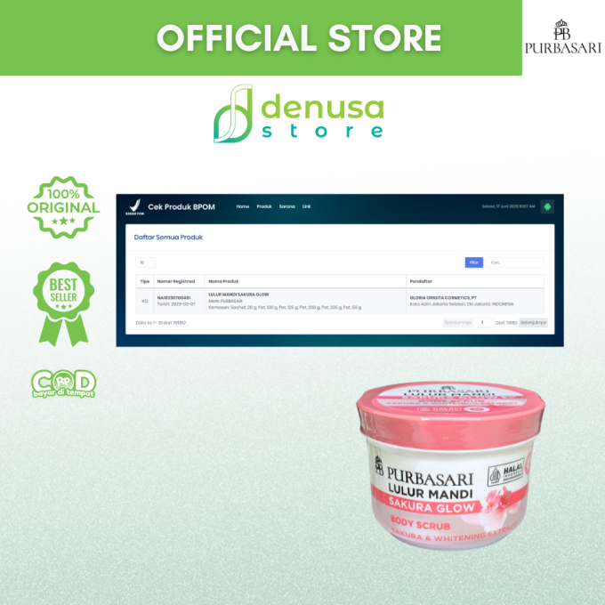 PURBASARI Lulur Mandi Sakura Glow Body Scrub 100 gram