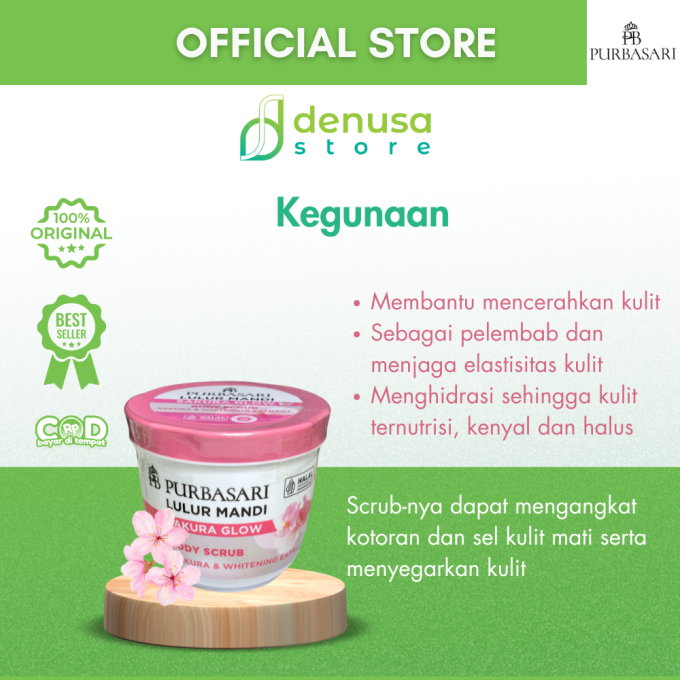 PURBASARI Lulur Mandi Sakura Glow Body Scrub 200 gram