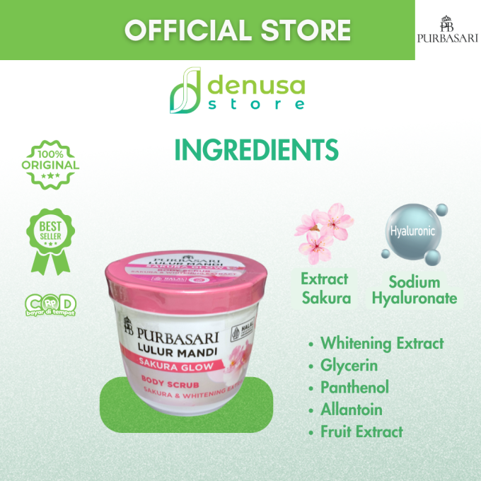 PURBASARI Lulur Mandi Sakura Glow Body Scrub 200 gram