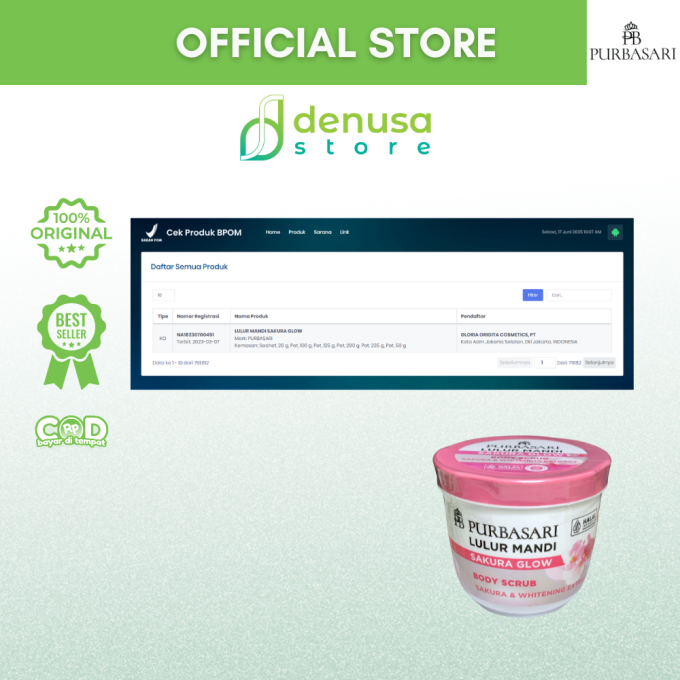 PURBASARI Lulur Mandi Sakura Glow Body Scrub 200 gram