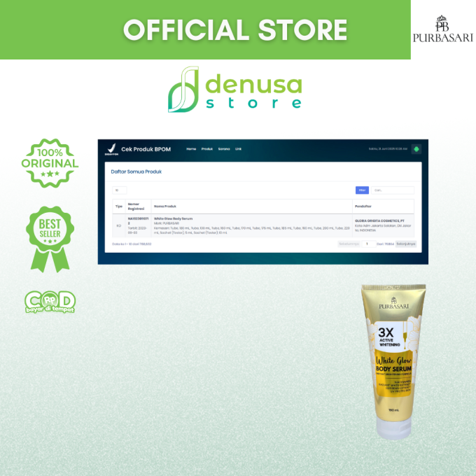PURBASARI 3X Active Whitening White Glow Body Serum 180 ml